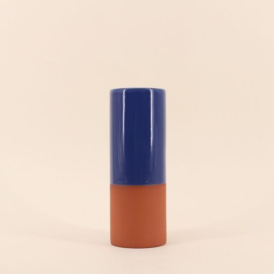 Vase tube en céramique bicolore, h25cm