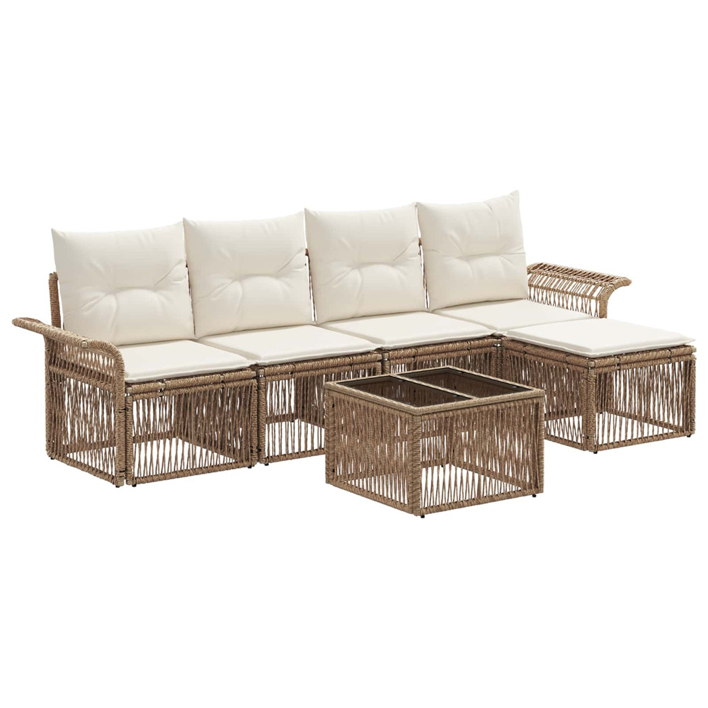 Ensemble de canapé de jardin 6 pcs beige polyrotin