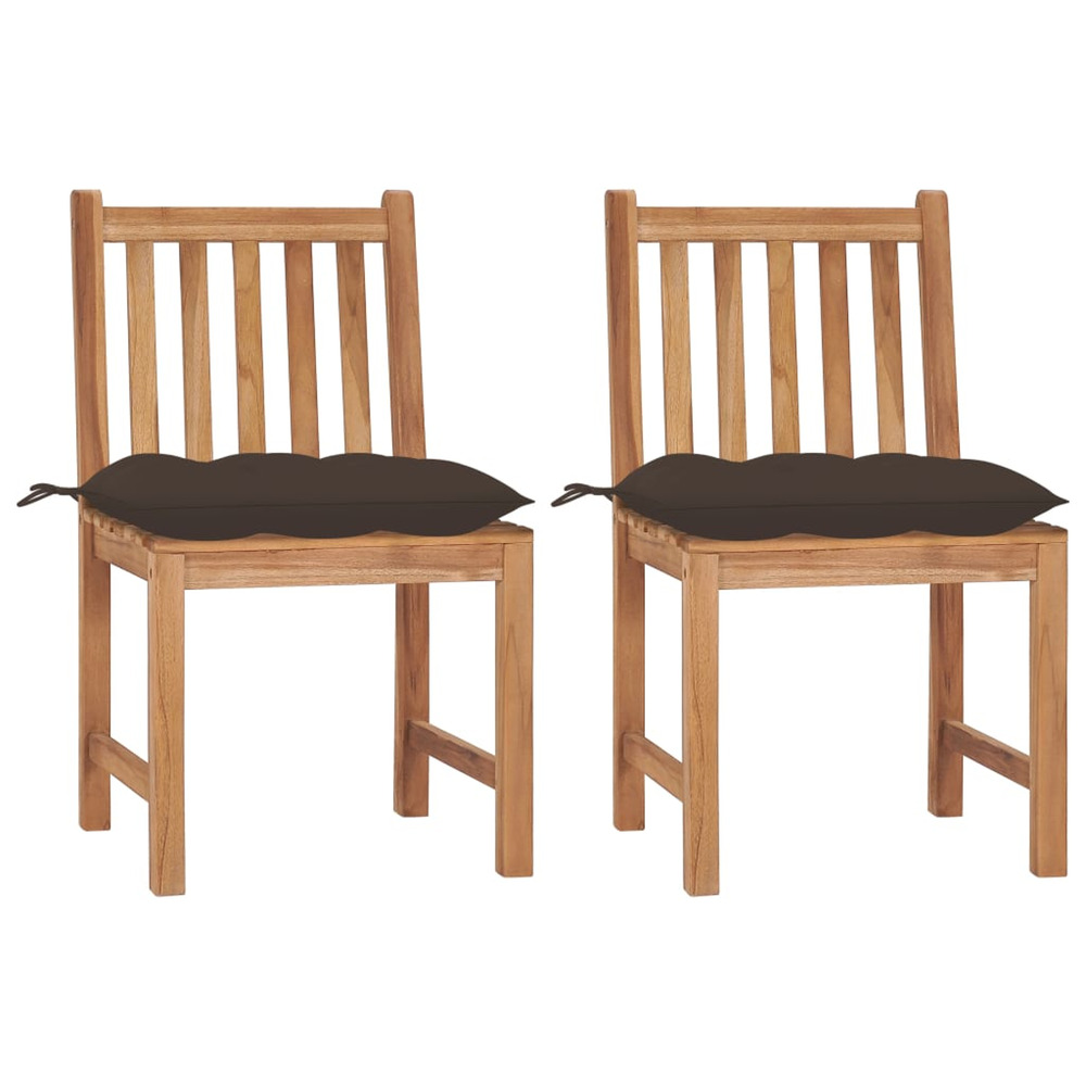 Chaises de jardin lot de 2 avec coussins bois de teck massif