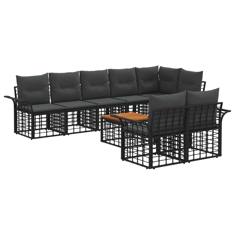 Ensemble de canapés d'extérieur 9 pc noir et gris foncé