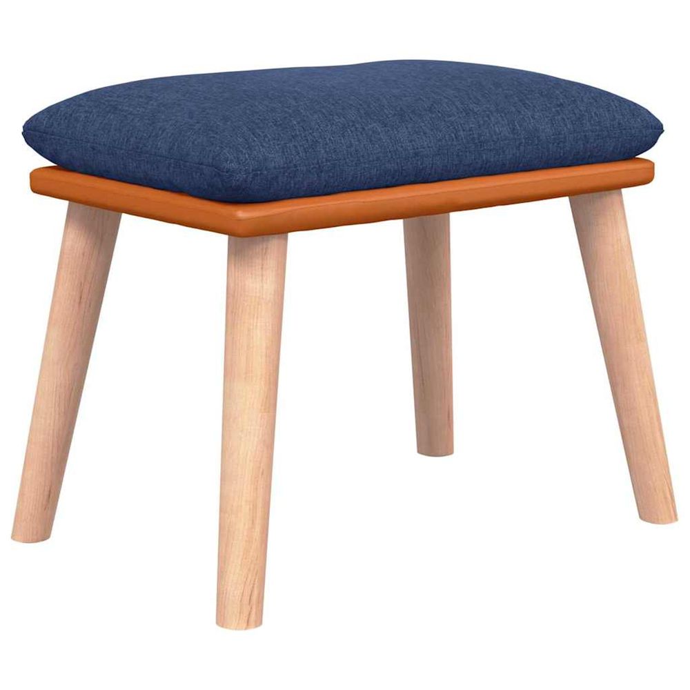 Repose-pied bleu 45x29,5x35 cm tissu et similicuir