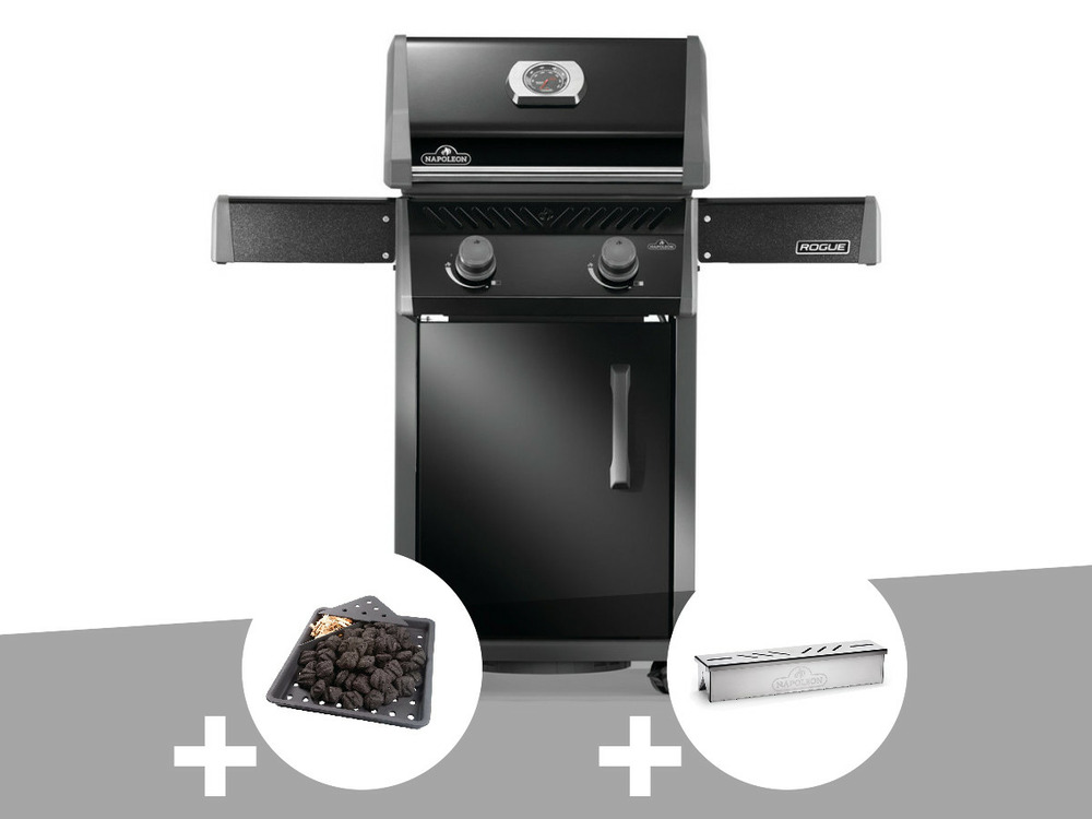 Barbecue à gaz rogue 365 rsib 2 brûleurs + plateau charbon + boitier de fumage-