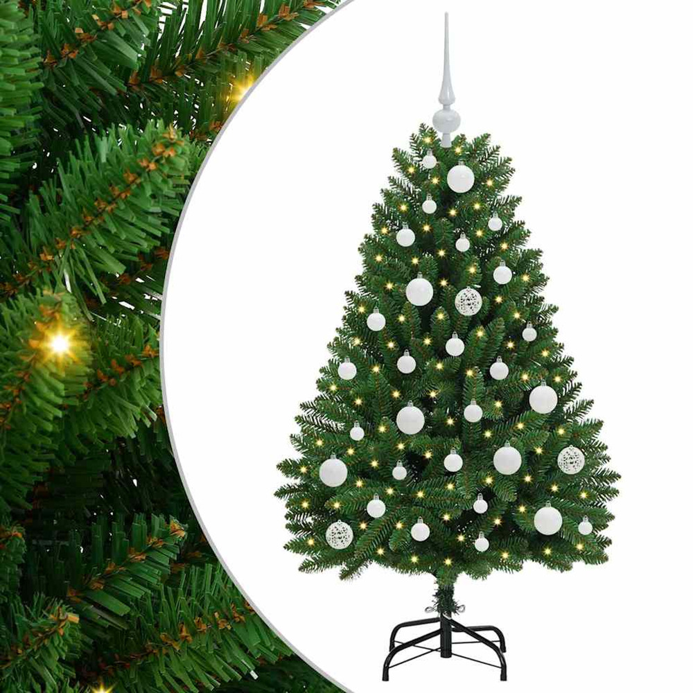 Sapin de noël artificiel avec 150 led vert 120 cm pvc et métal