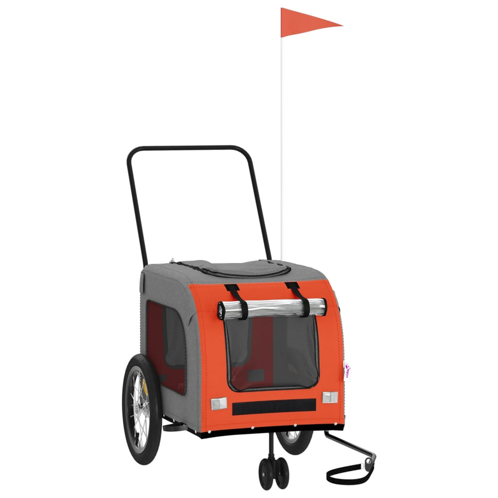 Remorque de vélo pour animaux de compagnie orange et gris