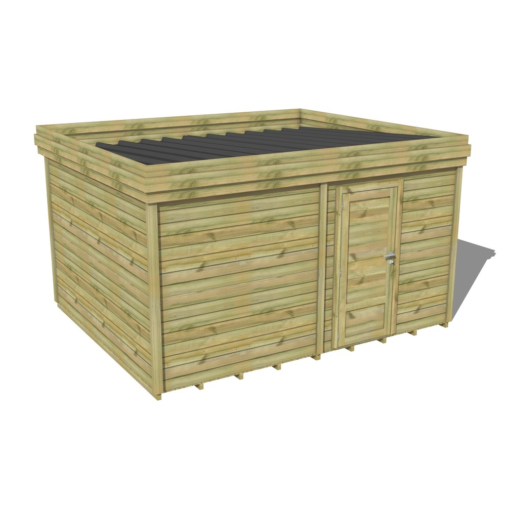 Abri de jardin bois pin traité autoclave 27mm - 5,19x3,44m / 18m2 - bac acier - plancher bois