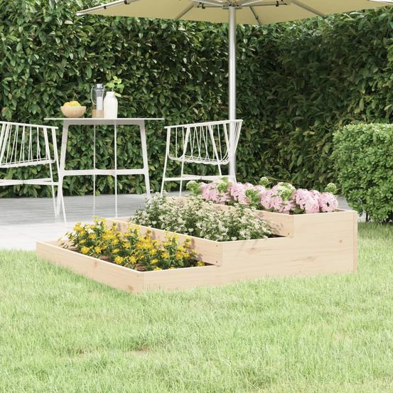 Carré potager surélevé en pin 3 niveaux pour jardin 107 cm naturel