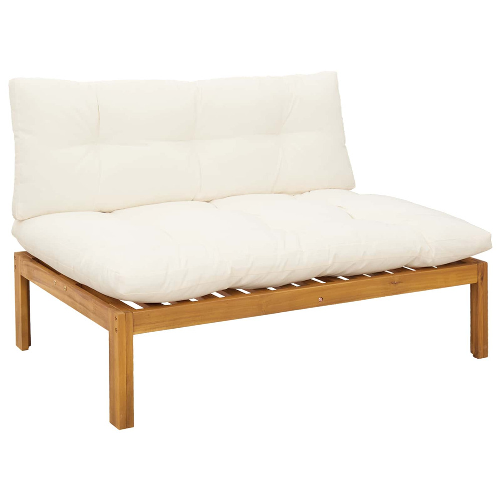 Unité de canapé du milieu blanc naturel et crème bois d'acacia