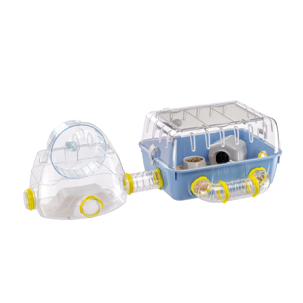 Ferplast cage pour hamsters combi 2, habitat pour petits rongeurs, plastique robuste, toit avec grille qui s'ouvre, tunnel et