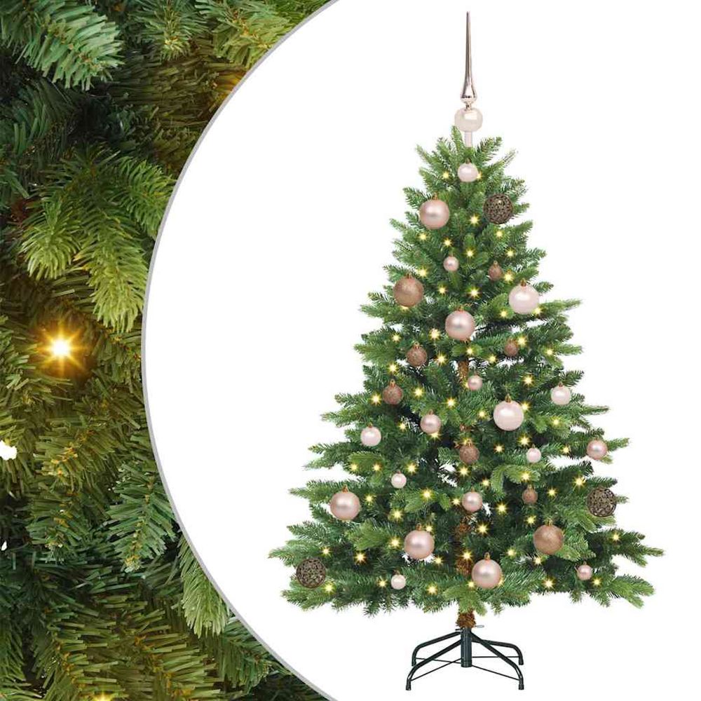 Sapin de noël artificiel avec 150 led vert 120 cm pe et pvc