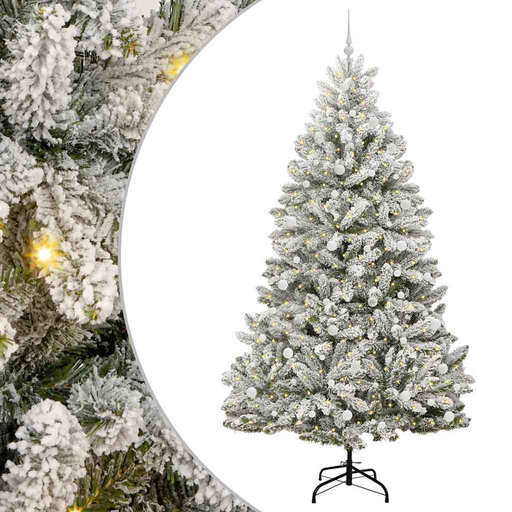 Sapin de noël artificiel vert et blanc 240 cm pvc et métal