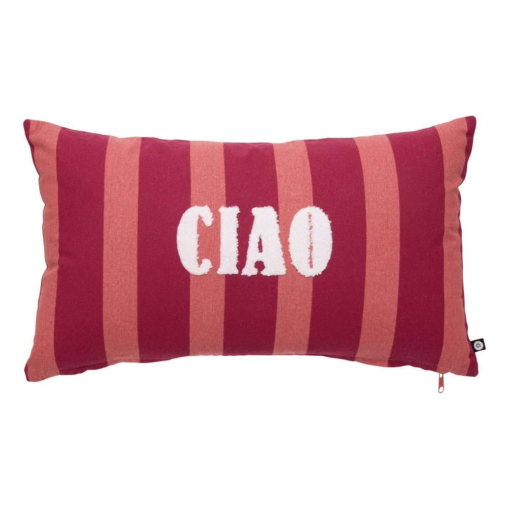 Coussin rayé brodé 
