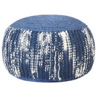 Pouf tricoté à la main bleu et blanc 50 x 35 cm laine