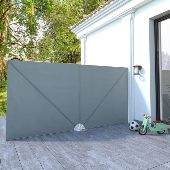 Auvent latéral pliable de terrasse gris 400 x 200 cm