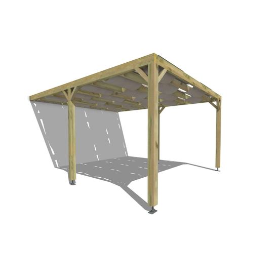 Pergola bois • 4m x 5m • adossée • sens largeur • voilage semi-transparent inclus • livraison comprise