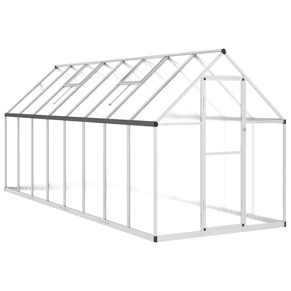 Serre avec cadre de base argenté 445x169x195 cm aluminium