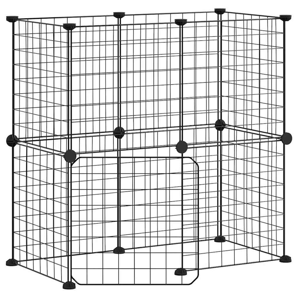 Cage animaux de compagnie à 12 panneaux et porte 35 x 35 cm noir