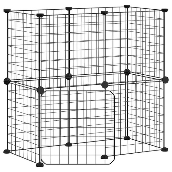 Cage animaux de compagnie à 12 panneaux et porte 35 x 35 cm noir