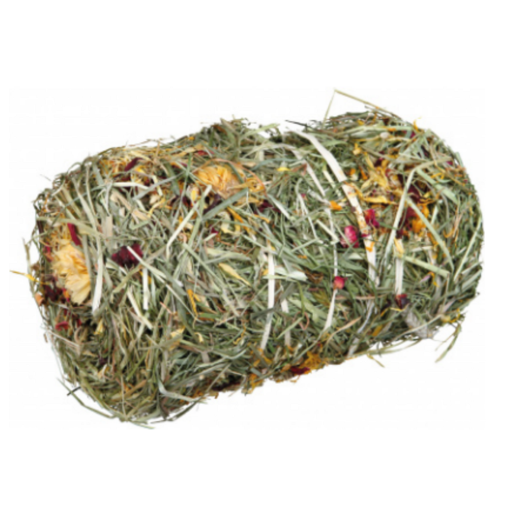 Balle de foin aux fleurs