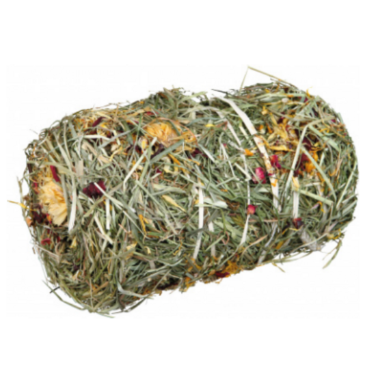 Balle de foin aux fleurs