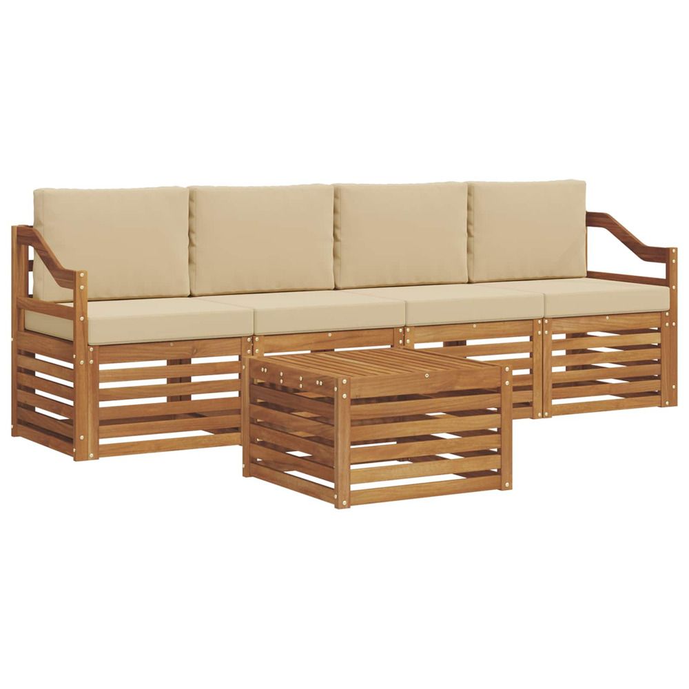 Ensemble de canapés d'extérieur 5 pc naturel et beige