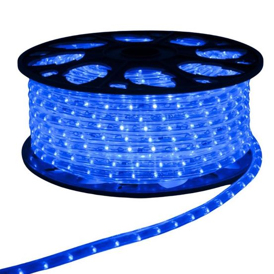 Cordon led 50m gamme pro silicone bleu 230v anti uv 36 led/m horizontales sécable