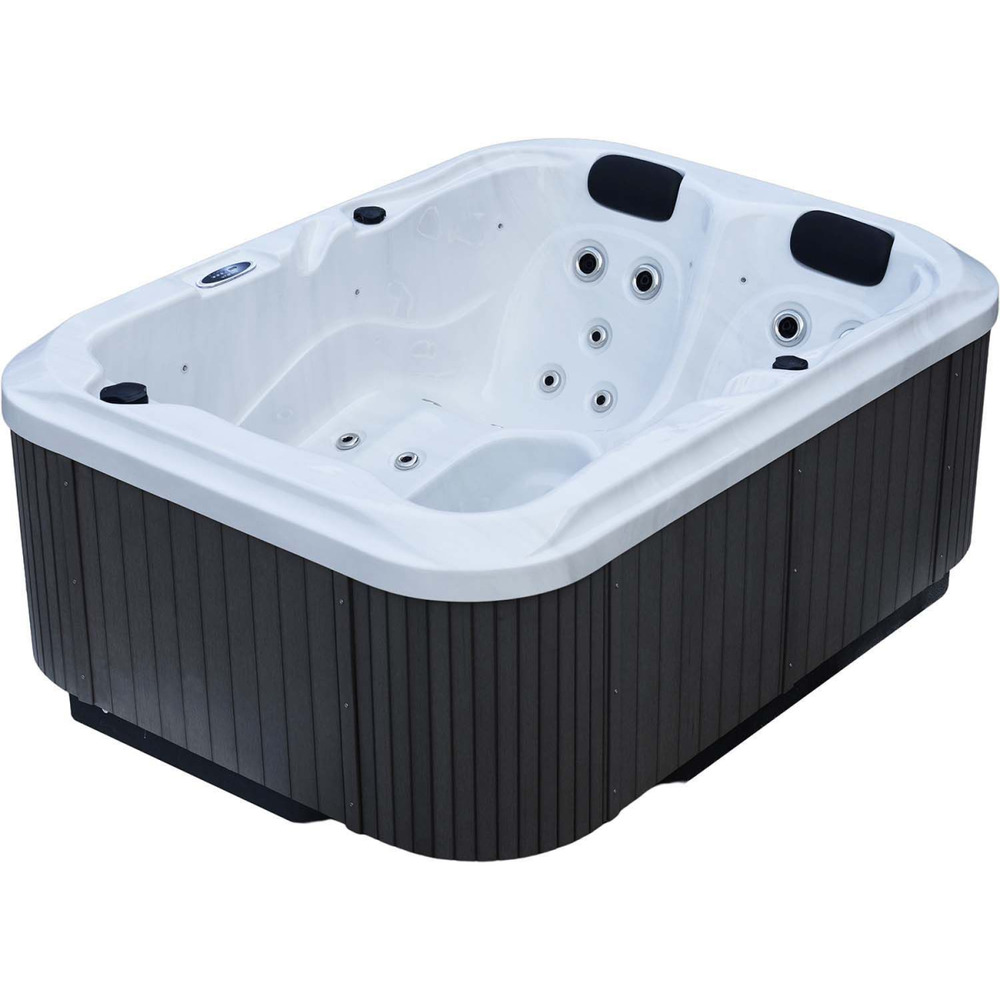 Spa rigide gris et blanc marbré jets et leds costa (3 places dont 2 allongées)