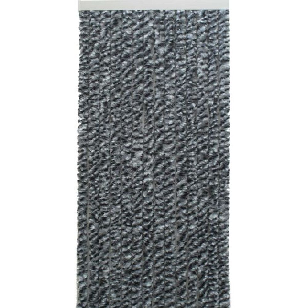 Rideau de porte en fibres synthétiques chenilles chiné noir - gris - blanc