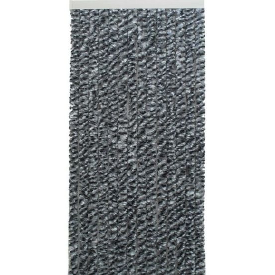 Rideau de porte en fibres synthétiques chenilles chiné noir - gris - blanc