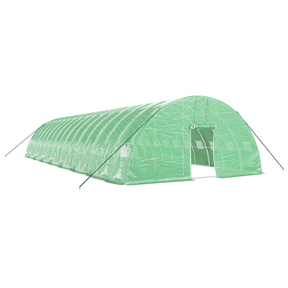 Serre avec cadre en acier vert 96 m² 16x6x2,85 m