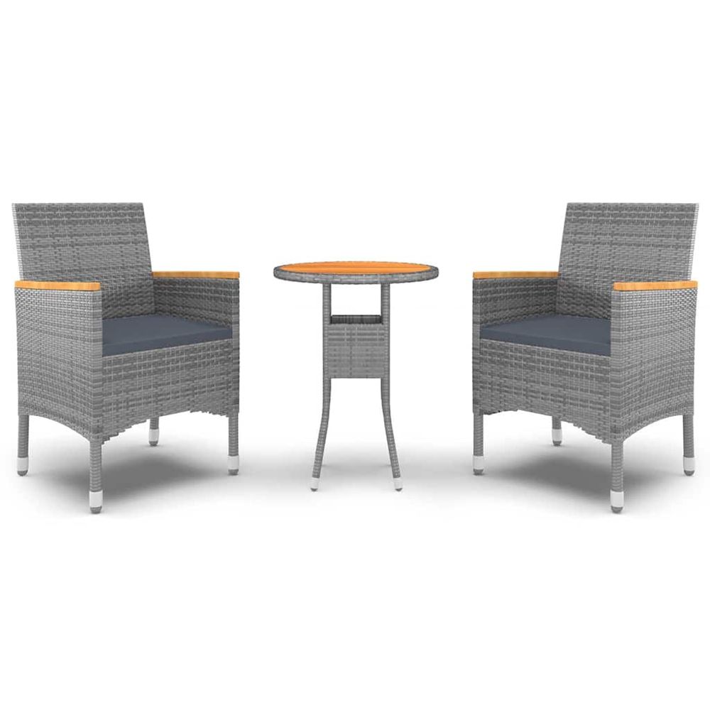 Ensemble à manger de jardin 3 pcs résine tressée gris