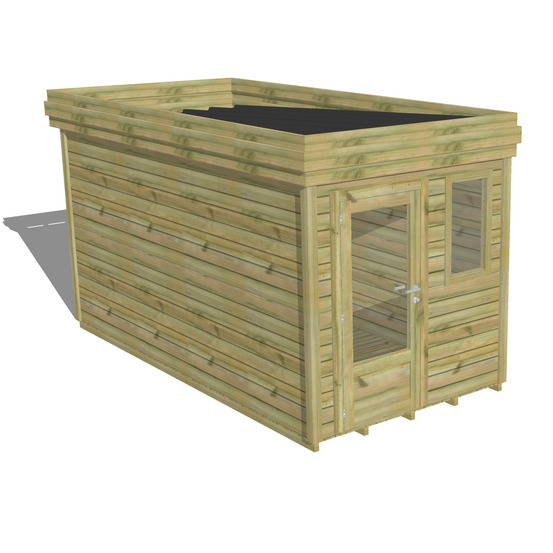 Abri de jardin bois pin traité autoclave 27mm - 2,14x4,34m / 9m2 - bac acier - plancher bois