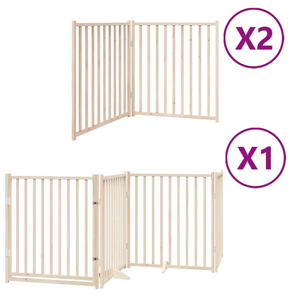 Barrière pour chien porte pliable 8 panneaux bois de peuplier
