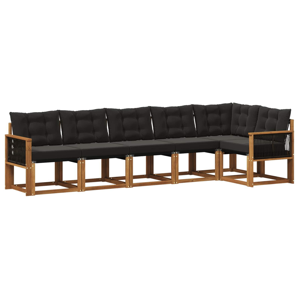 Ensemble de canapés d'extérieur 6 pcs naturel et noir