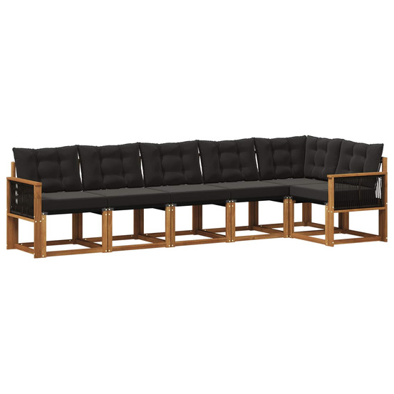 Ensemble de canapés d'extérieur 6 pcs naturel et noir