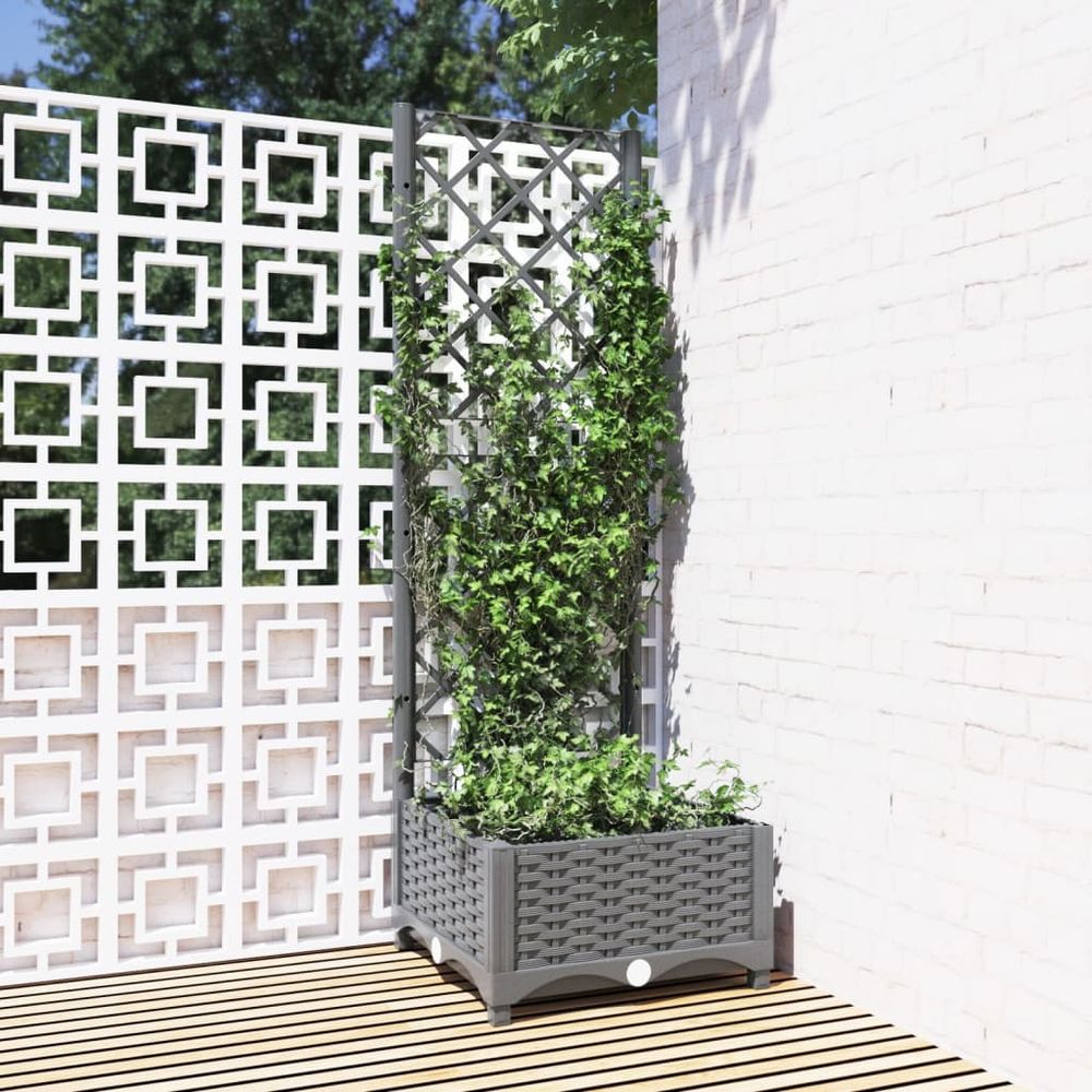 Jardinière avec treillis intégré 121,5 cm en polypropylène gris clair