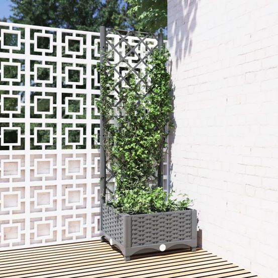 Jardinière avec treillis intégré 121,5 cm en polypropylène gris clair