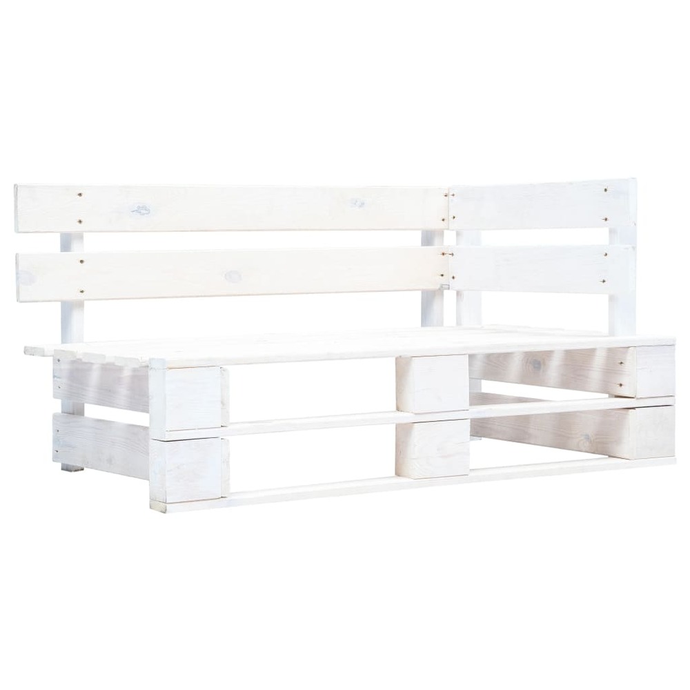 Banc de jardin meuble de patio d'extérieur terrasse d'angle palette de jardin bois 110 x 65 x 55 cm blanc