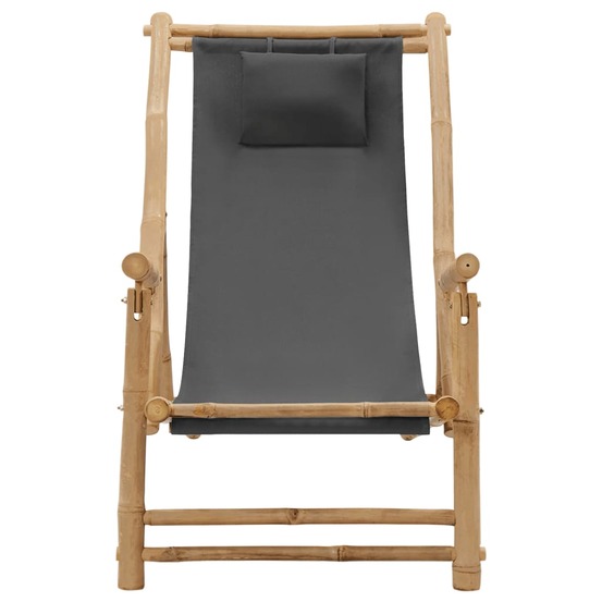Chaise de terrasse bambou et toile gris foncé