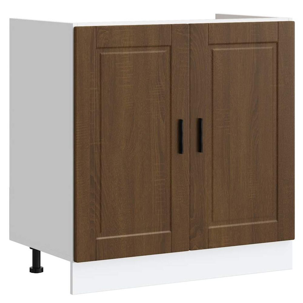 Meuble bas pour évier porto chêne marron bois ingénierie