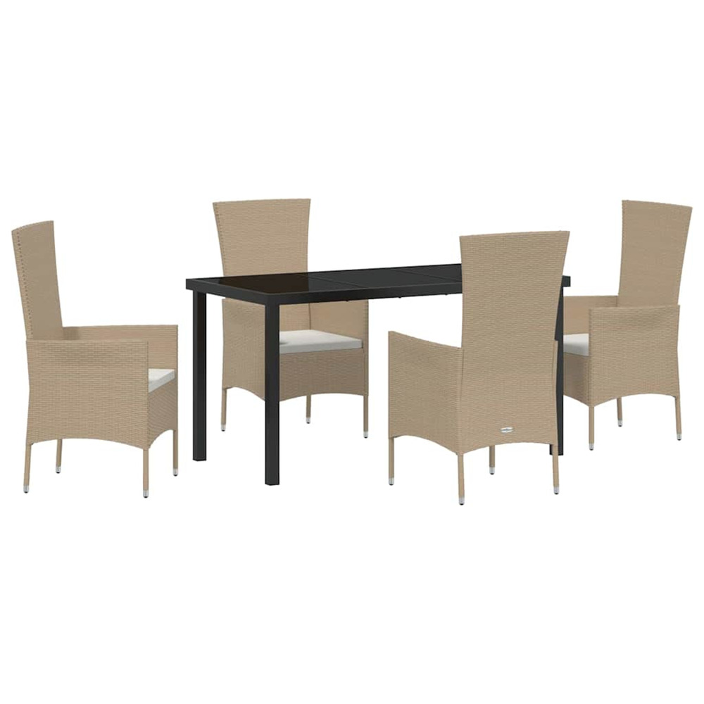 Ensemble de salle à manger pour jardin 5 pcs beige polyrotin