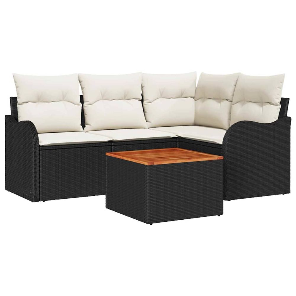 Ensemble de canapé de jardin 5 pc noir polyrotin