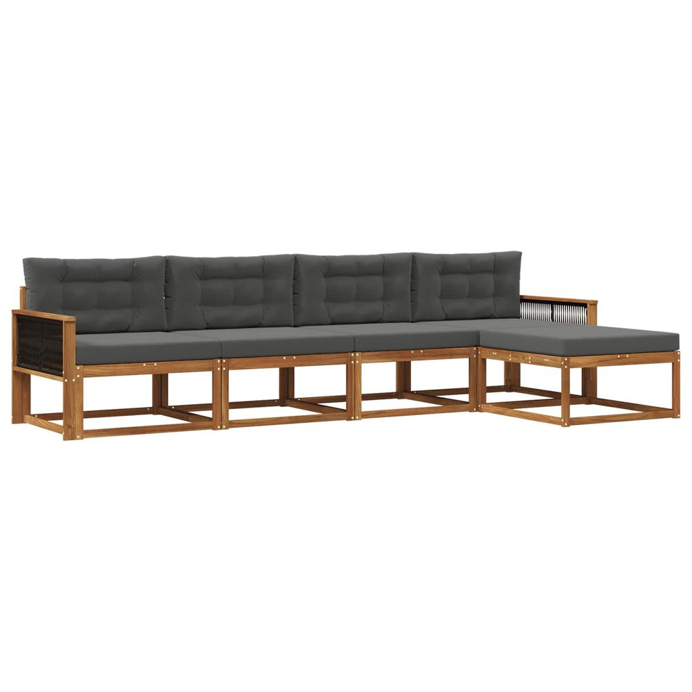 Ensemble de canapés d'extérieur 5 pc naturel et anthracite