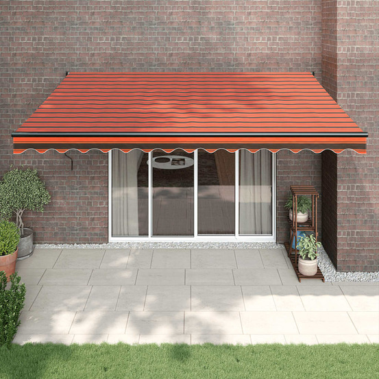 Auvent rétractable orange et marron 4,5x3 m tissu et aluminium
