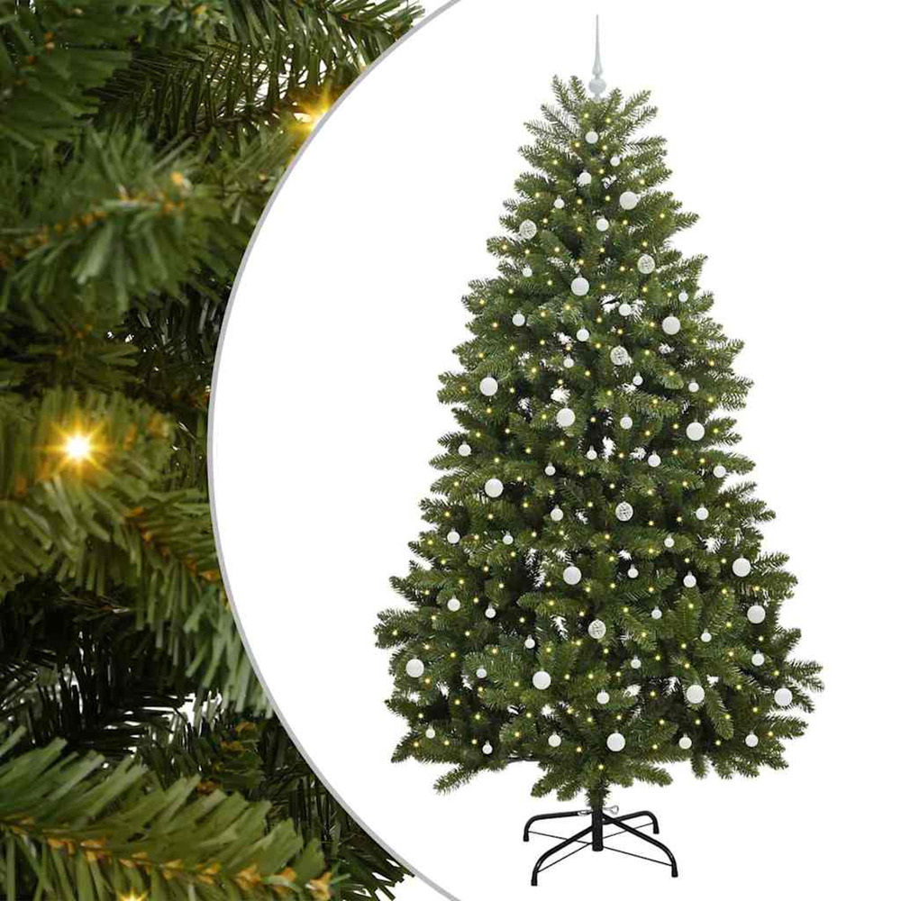 Sapin de noël artificiel avec 300 led vert 240 cm pvc et métal