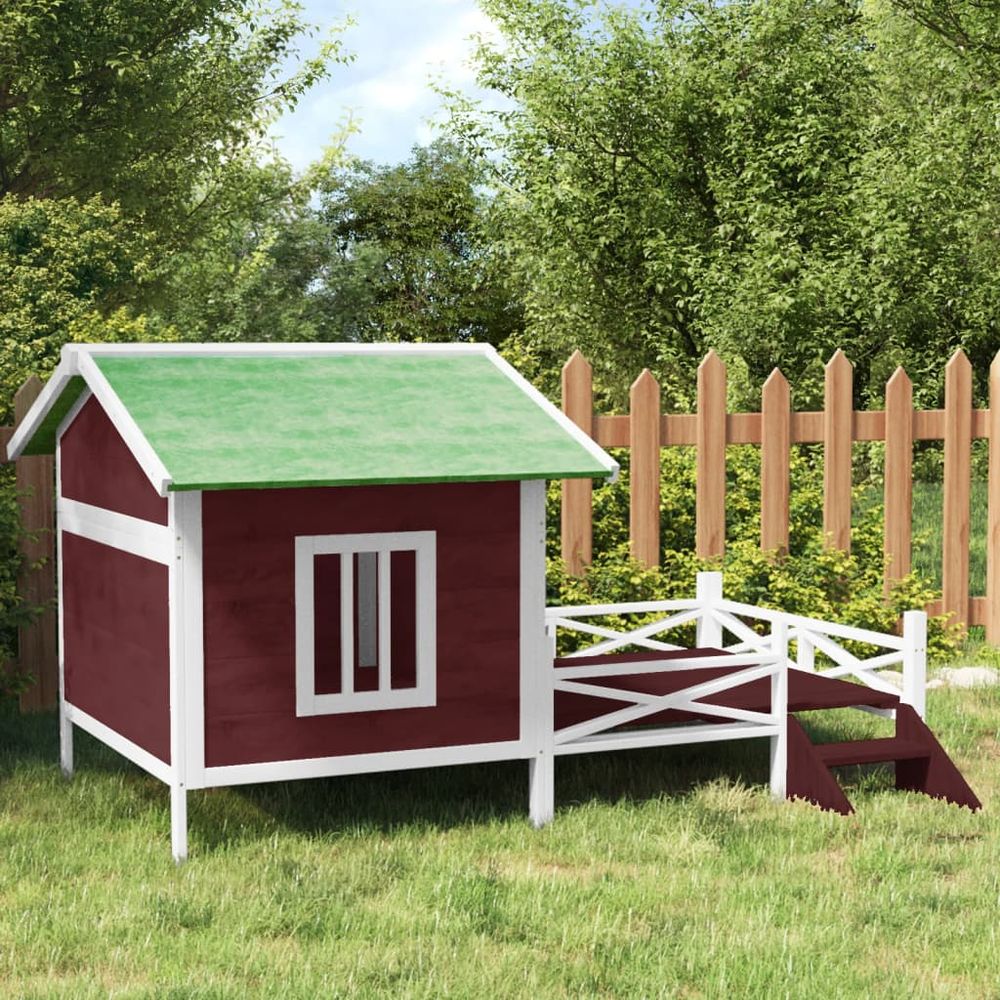Niche extérieure bois pin massif pour chiens refuge confortable 159x120cm moka