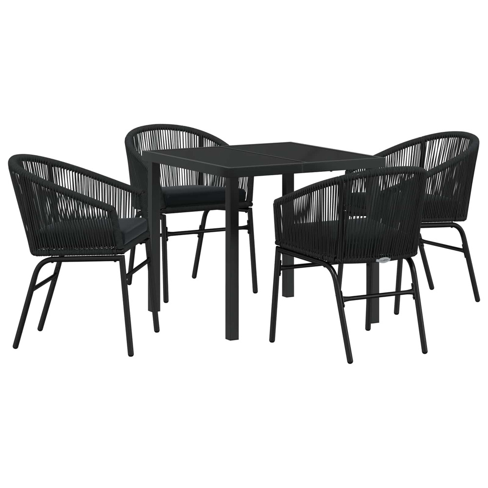 Ensemble de salle à manger pour jardin 5 pcs noir