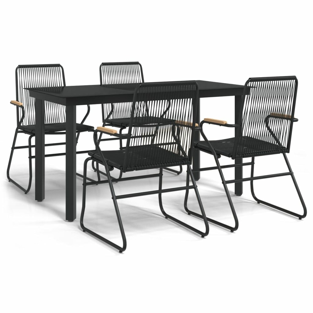 Ensemble à manger de jardin 5 pcs noir rotin pvc