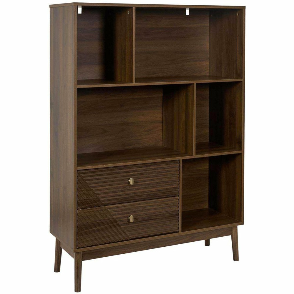 Bibliothèque en bois 5 niches et 2 tiroirstiffany