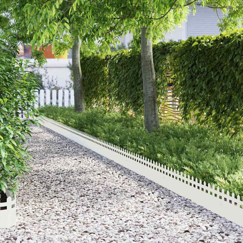 Bordure pelouse lot de 20 acier jardin aménagement moderne séparation 103x22cm blanc
