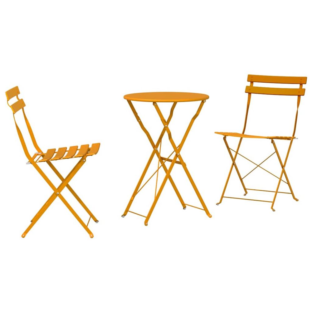 Ensemble bistro pliant 3 pc moutarde acier
